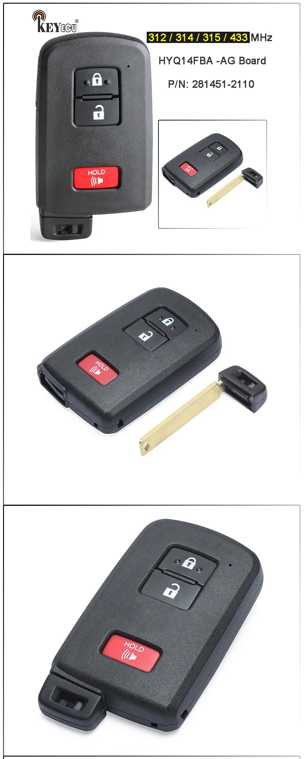 Keyforkess HYQ14FBA AG board 281451-2110 Keyless Smart Remote Key Fob per Toyota Prius C Land Cruiser Tacoma 2012-2018 - Ha5225a9b0b2347ad939e846fa213c9b0I