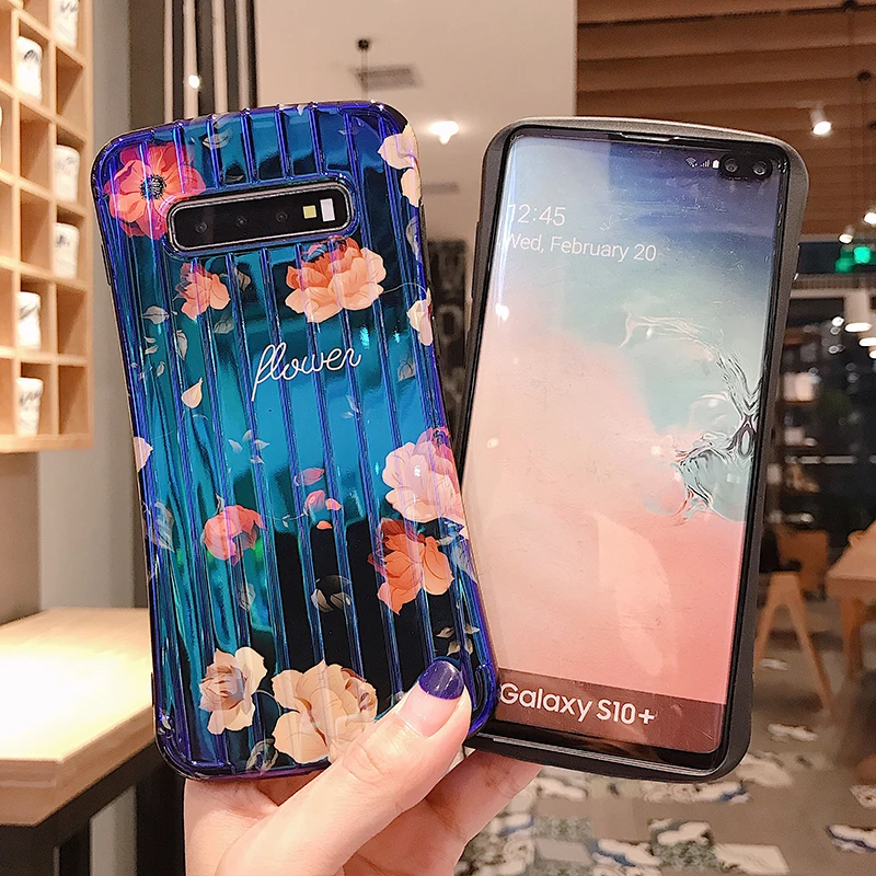 YHBBCASES голубой луч ретро цветы Мягкий чехол для samsung Galaxy S10 S8 S9 Plus 3D тонкая талия багажная крышка для samsung Note 10 8 9