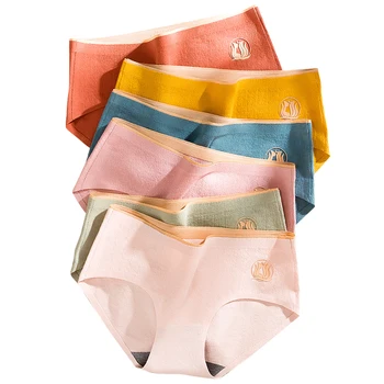 

Fashion Briefs Women Cotton Sexy Panties Solid Seamless Underwear Antibacterial Comfort Mid-Rise Plus Size Underpants L XL #F