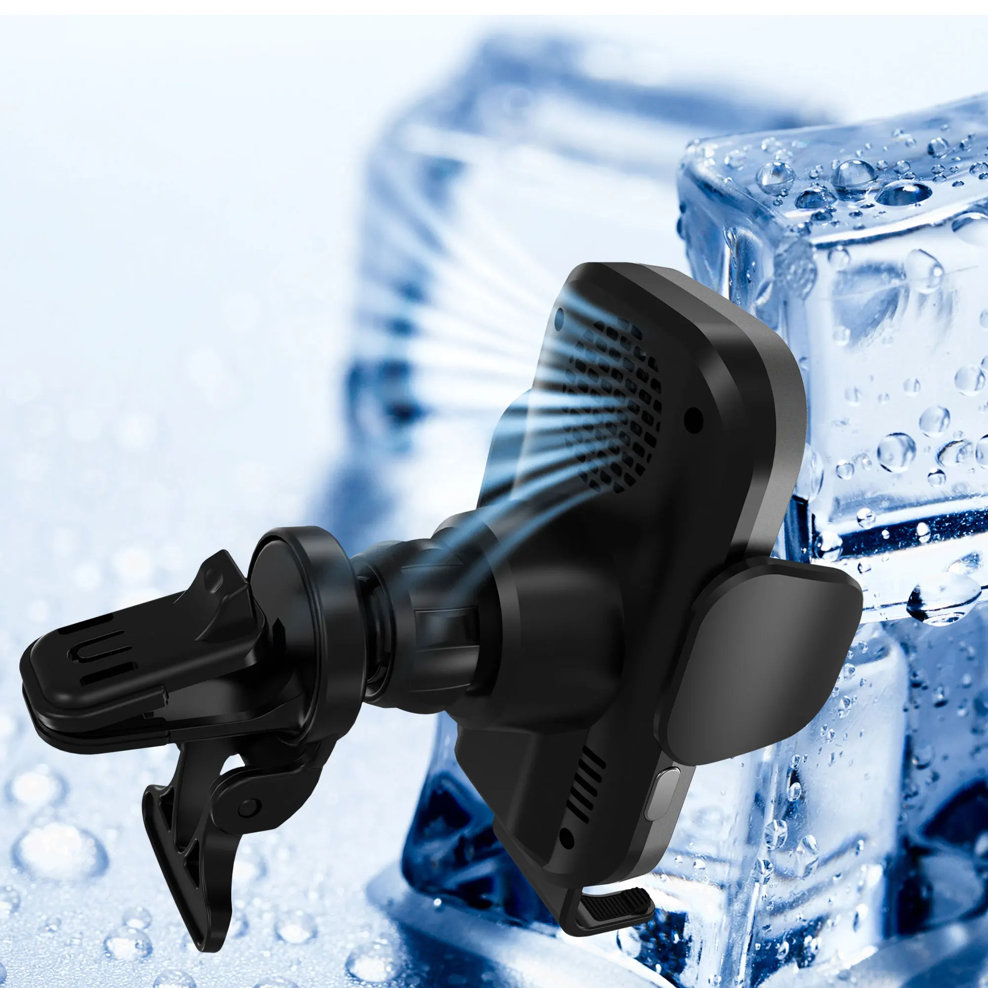 Carregador de Carro sem Fio Montagem do Carro de Aperto Ventilador de Refrigeração Ventilação de ar para Iphone Carregamento Rápido Embutido 12 Pro Max 11 Samsung 15w qi 17 Carregador de carro sem fio 15w qi