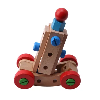 

31 Capsules Wooden Educational Toys Nut And Screw Assemble Disassemble Changeable Nut Building Blocks Car For Children