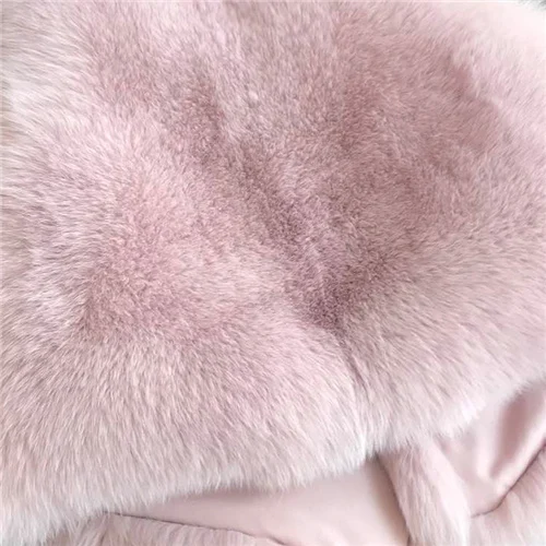 Baby pink Шуба из натурального Лисьего меха, женская зимняя куртка из натурального меха,, модная полосатая Роскошная Толстая Шуба на зиму - Цвет: Baby pink