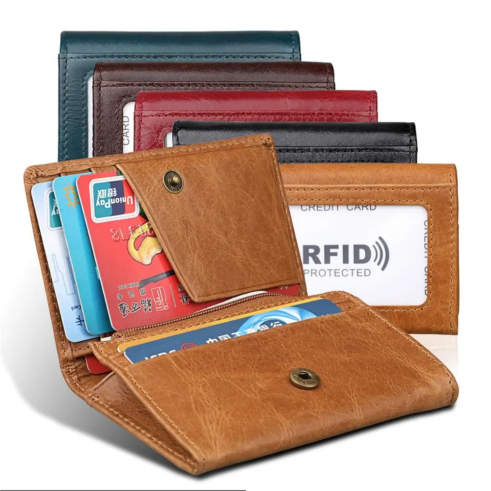 

New Travel Wallet Card Holder RFID Organiser Pouch for Cards Money IDs Tri-fold Multi-function Genuine Leather Hasp Storage Bag