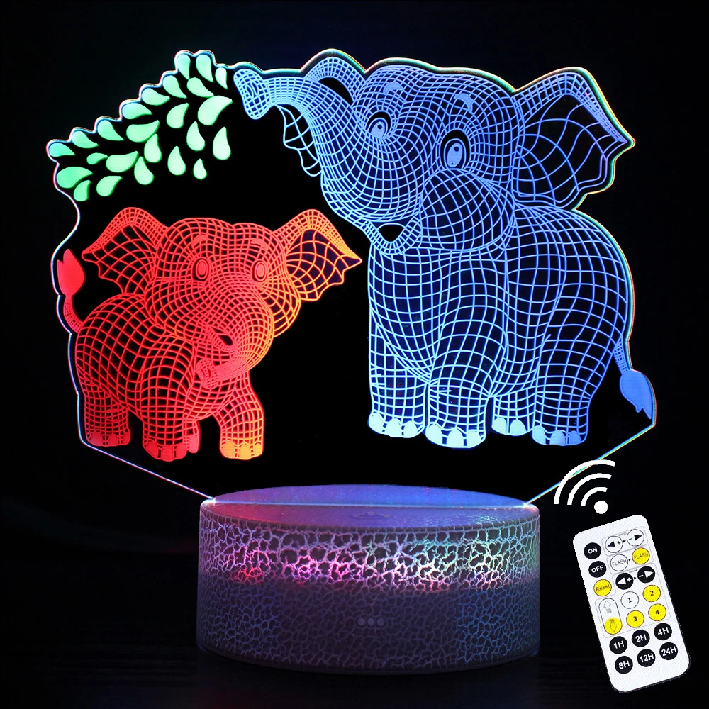 

3d-иллюзионная лампа в виде совы, орла, слона, пингвина, настенное украшение, сенсорный пульт дистанционного управления, таймер, ночники, праздничный подарок