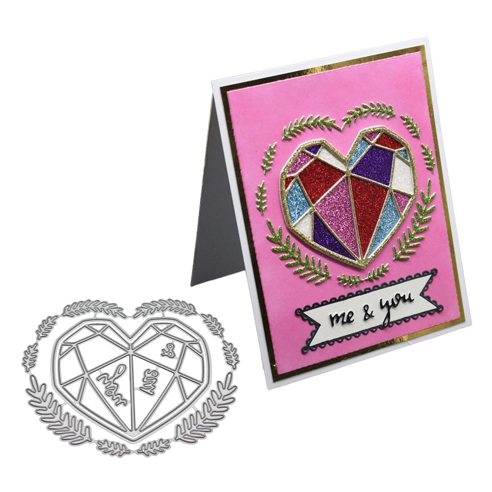  Diamond Heart Decorative Metal Cutting Dies Invitation Card Greeting Card Decoration Card Make Sten - 4.00008E+12