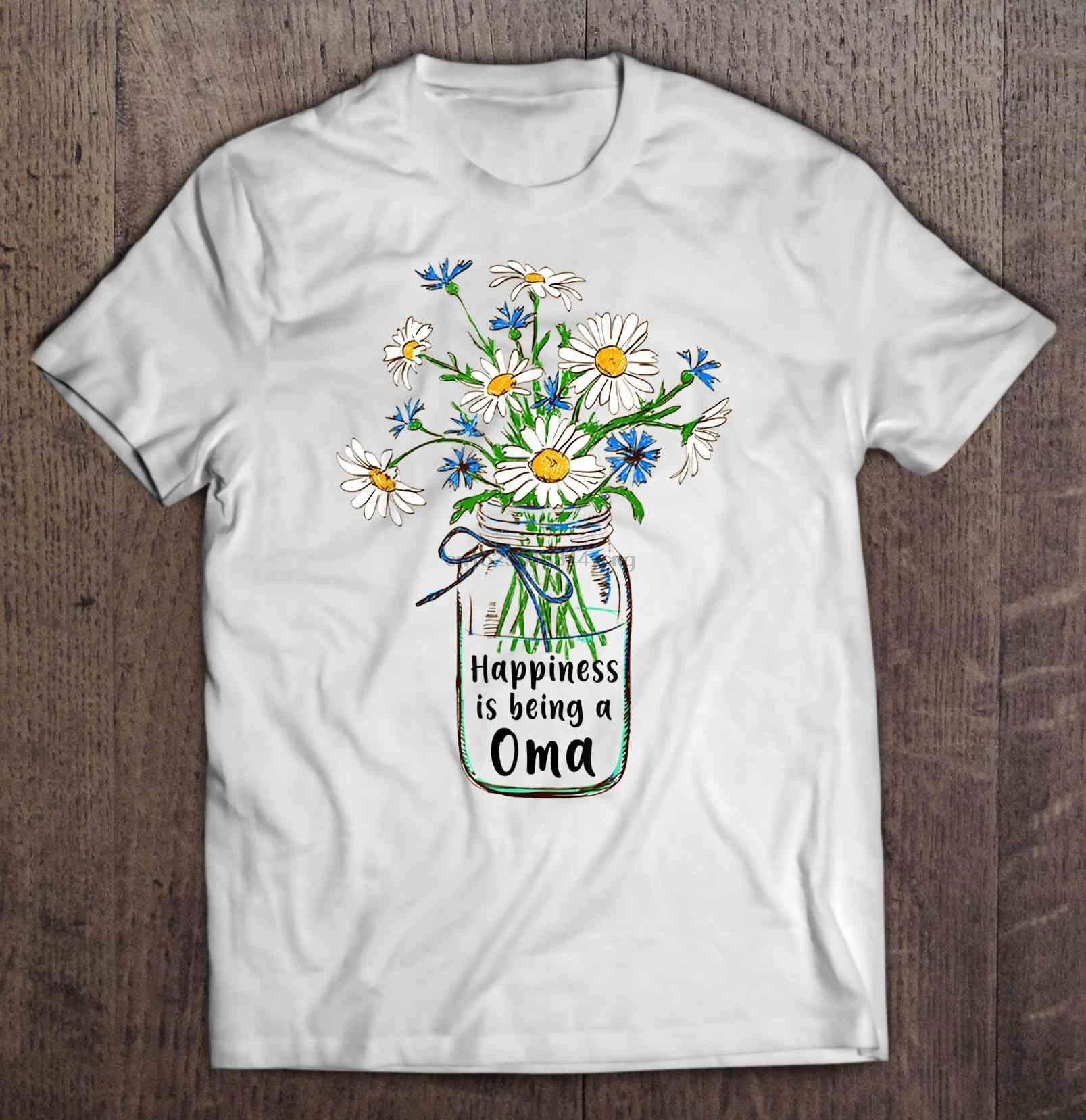 Мужская забавная футболка модная счастье-это быть Ома банка с рисунком цветов