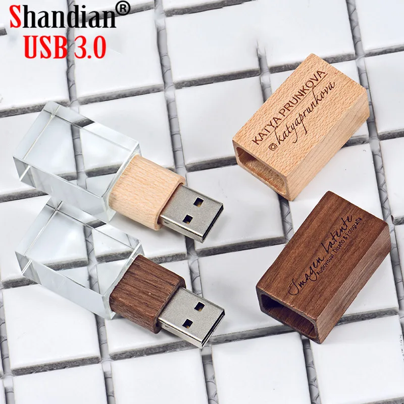 JASTER Wedding Photography Custom LOGO Wooden Crystal Wooden USB 2.0 64GB 32GB 16GB 4GB Version mem