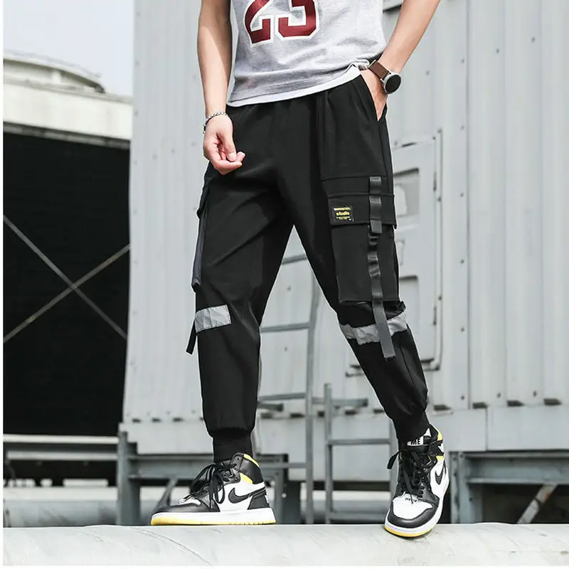 Streetwear Men's Multi Pockets Cargo Harem Pants Hip Hop Casual Male Track Pants Joggers Trousers Harajuku Ribbons Men Pants Streetwear Men's Multi Pockets Cargo Harem Pants Hip Hop Casual Male Track Pants Joggers Trousers Harajuku Ribbons Men Pants