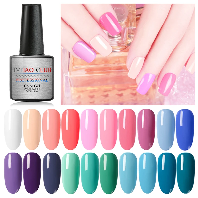 T-TIAO CLUB, 7 мл, чистый цвет, гель для ногтей, голографический лак, блестящий, для маникюра, замачивается, долговечный Гель-лак для ногтей