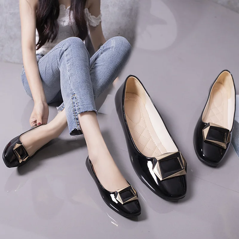 

New Style Flat Autumn Korean-style Fashion Man-made Diamond Flat Keel Thin Shoes Versatile Soft-Sole WOMEN'S Shoes Anti-slip Wor