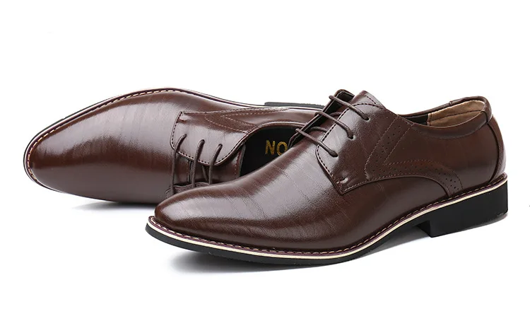 REETENE Leather Italy Pointed Toe Mens Dress Shoes Lace-Up Wedding Party Shoes Men Classic Leather Men'S Suits Shoes Men Oxfords