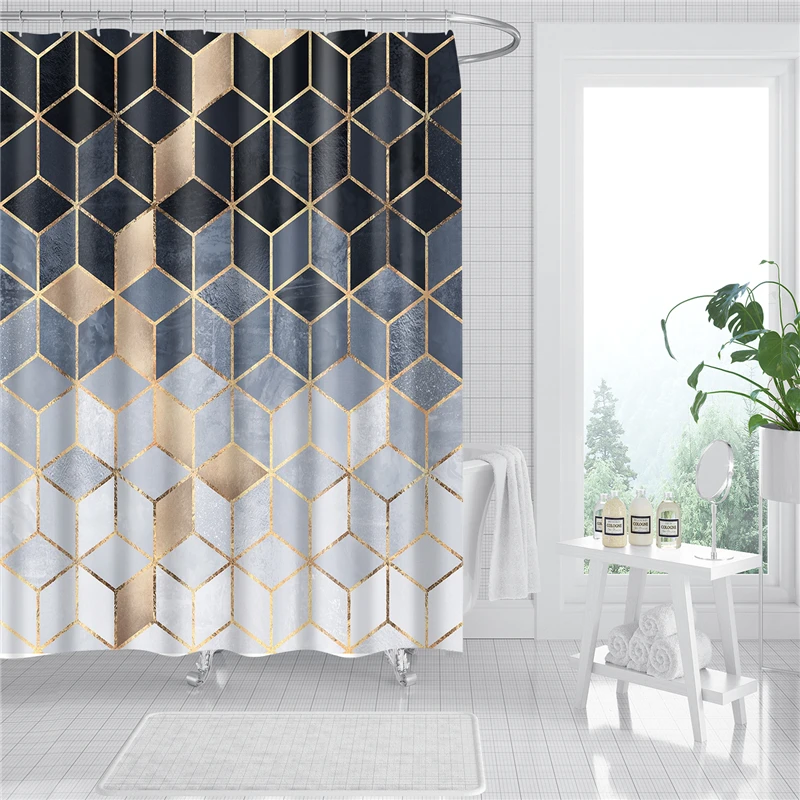 Cortinas de bano para navidad геометрический 3d занавеска для душа защита от плесени экран для ванной комнаты украшение дома DW185