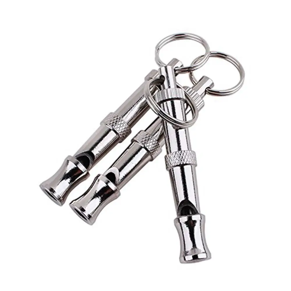 

Pup Pet Dog Whistle Two-tone Ultrasonic Flute Stop Barking Ultrasonic Sound Repeller Cat Training Keychain Silver colour