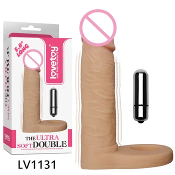 Strapon Dildo Penis Ring Vibrator TPE Ultra Soft Strap on Double Penetration Anal Toys Vibrating Dildos with Cock Ring Sex Toys 1