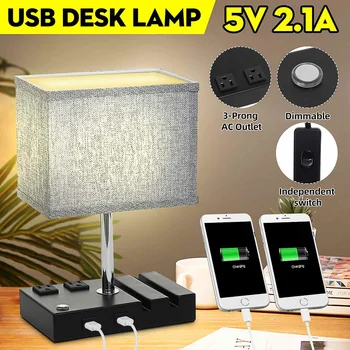 

Modern Simple Rectangular Table Lamp Bedroom Bedside LED Lamp Study Table Lamp Living Room Night Light Decor USB Desk Lamp