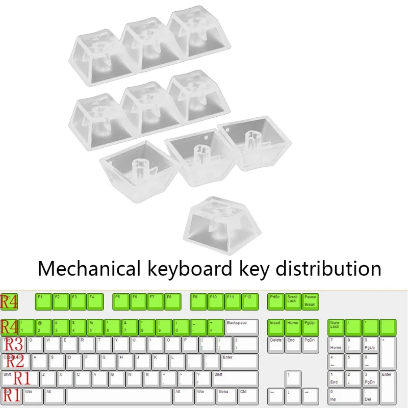 

10Pcs Transparent ABS Keycaps Mechanical keyboard Matte Backlit Key caps For Cherry Gateron Kailh Switch R4 R3 R2 R1