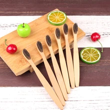 Экологически чистая мягкая щетина активированная зубная щетка из древесного угля деревянная ручка бамбуковая зубная щетка домашнего использования