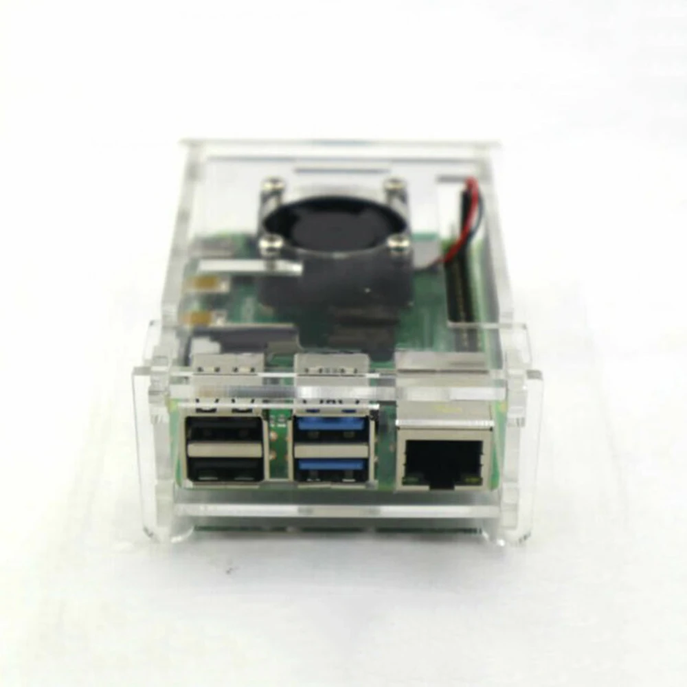 For Raspberry Pi 4 Model B Acrylic Case Enclosure Box W / Cooling Fan Heatsink