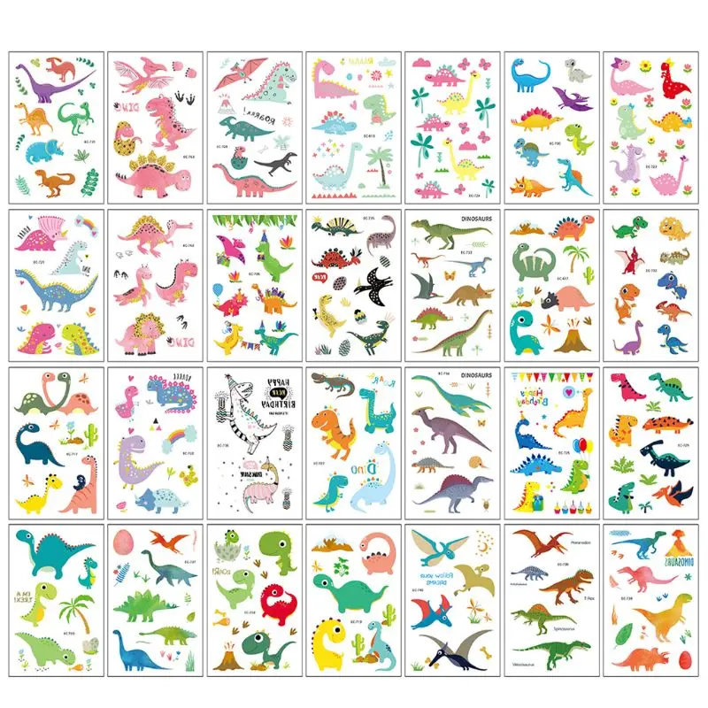 

15 Pcs Waterproof Cartoon Children Tattoo Sticker Kids Personality Dinosaur Animal Pattern Disposable Stickers Party Toy