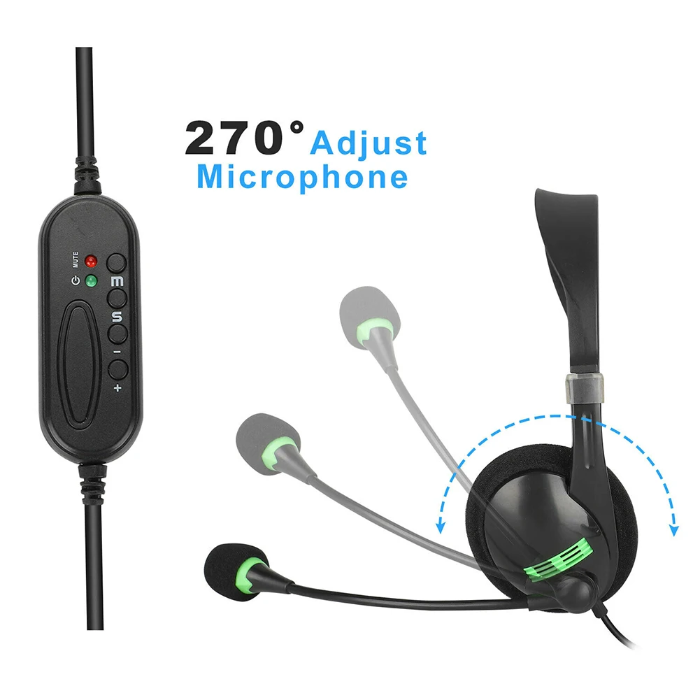 USB Headset With Microphone Noise Cancelling Computer PC Headset Lightweight Wired Headphones For PC Laptop Mac School Kids