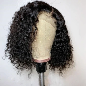 

150% Short Deep Curly Lace Front Human Hair Wigs With Baby Hair 13X4 Peruvian Human Hair Bob Lace Wigs For Women ALIMICE Wigs
