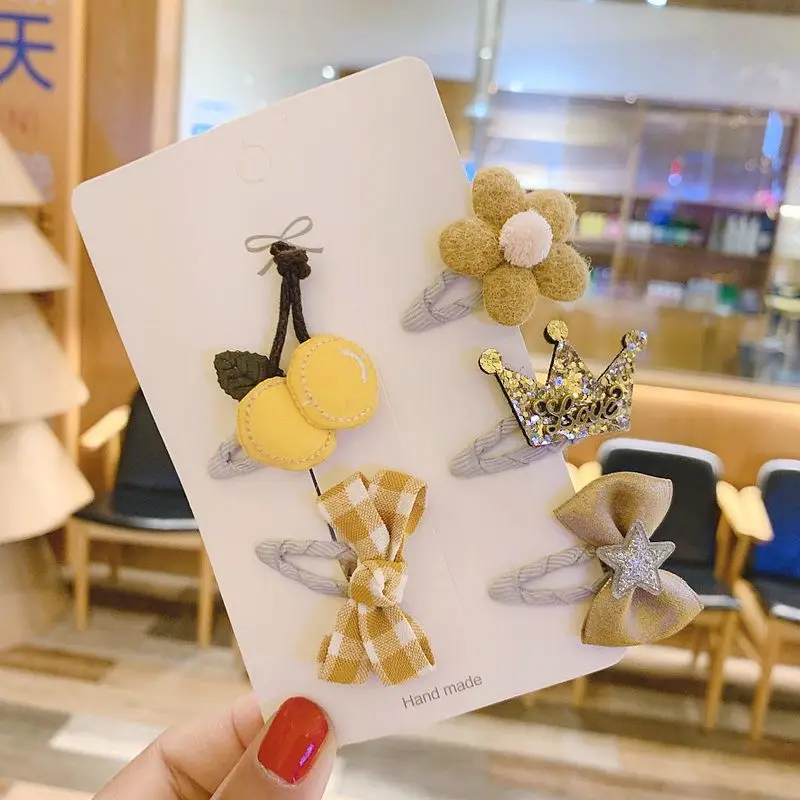 Girls Hair Accessories 5/6pcs/Set Hair Clips for Girls Baby Cute Cartoon Animal Kids Hairpins Flower Barrettes Headdress