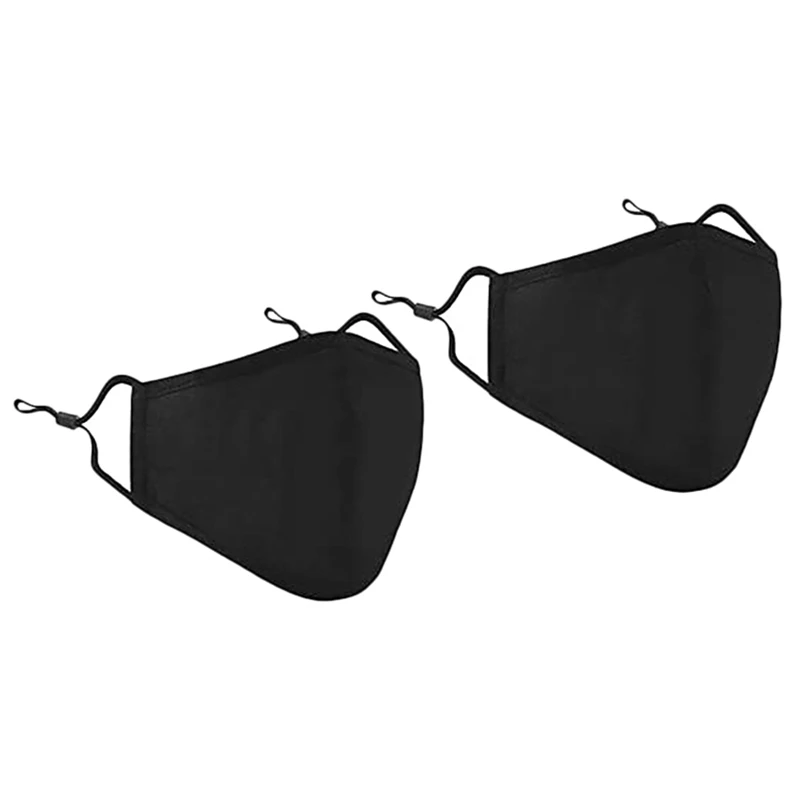 

2PCS Reusable Face Mask for Germs Unisex Black Dust Cotton Washable Mouth Masks
