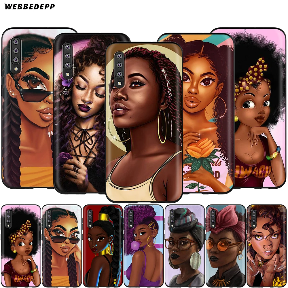 

Webbedepp Afro Girls Art Case for Samsung Galaxy A3 A5 A6 Plus A7 A8 A9 J6 M20 A10S A20S A30S A40S A50S