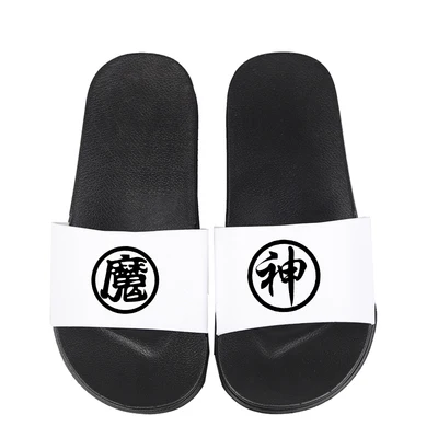 Anime Non-slip Slippers Unisex Japanese Cosplay Home Bathroom Sandals Summer Beach Outdoor cartoon White Black print Slippers