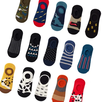 

1 Pair EU 36-44 Funny Cotton Happy Boat Silicone Invisible Summer No Show Socks Non-slip Women Men Short Low Sock Slippers Socks