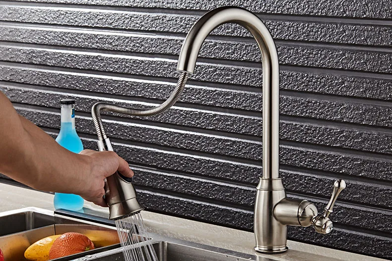 Vidric Newly Arrived Pull Out Kitchen Faucet Chrome/nickel/black Sink Mixer Tap 360 degree rotation kitchen mixer taps Kitchen T