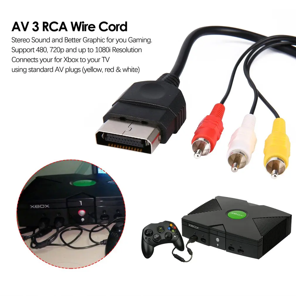 Замена 6FT аудио видео композитный кабель AV 3 RCA провод шнур для Xbox классический