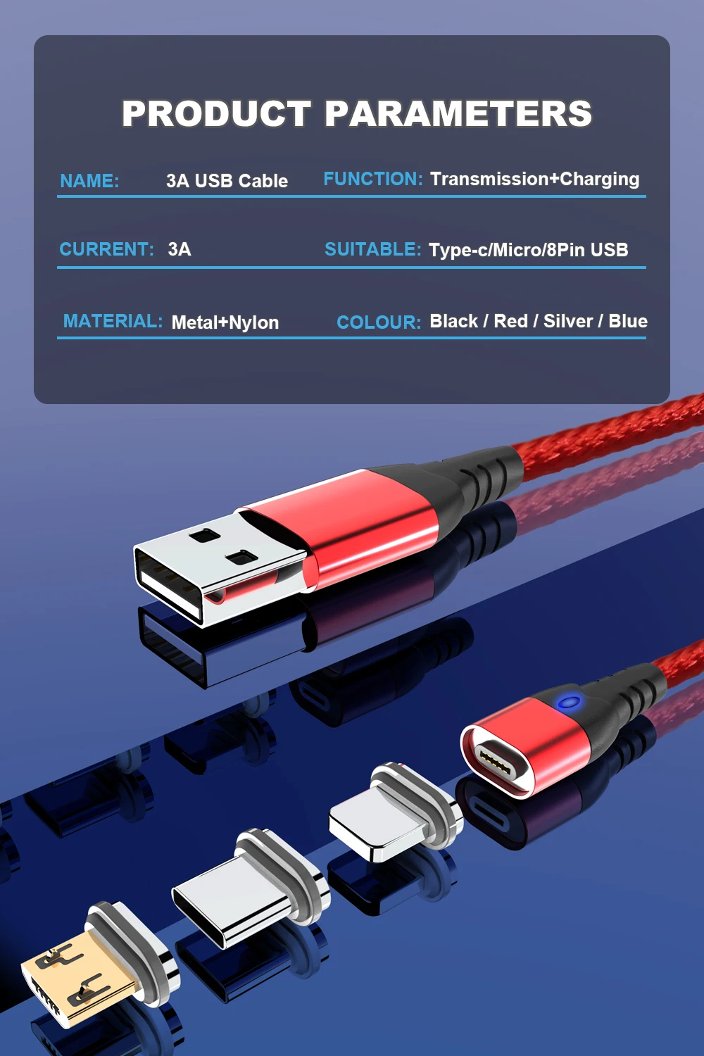 Магнитный Micro usb кабель Vanniso 3A для быстрой зарядки для смартфонов iphone XS XR, кабель USB type c для samsung s10 s8 Xiaomi K20Pro