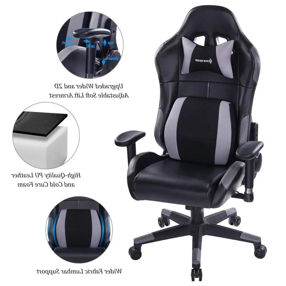 

Chair Racing E Games Seat Internet Office Reclining Chair with Footrest Seat Russia Lying Household Black Nylon Office Chair