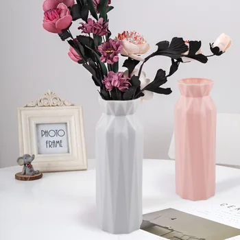 

2020 New Plastic Flower Vase Decoration Home White Vases Imitation Ceramic Vase Flower Pot Decoration Nordic Style Flower Basket