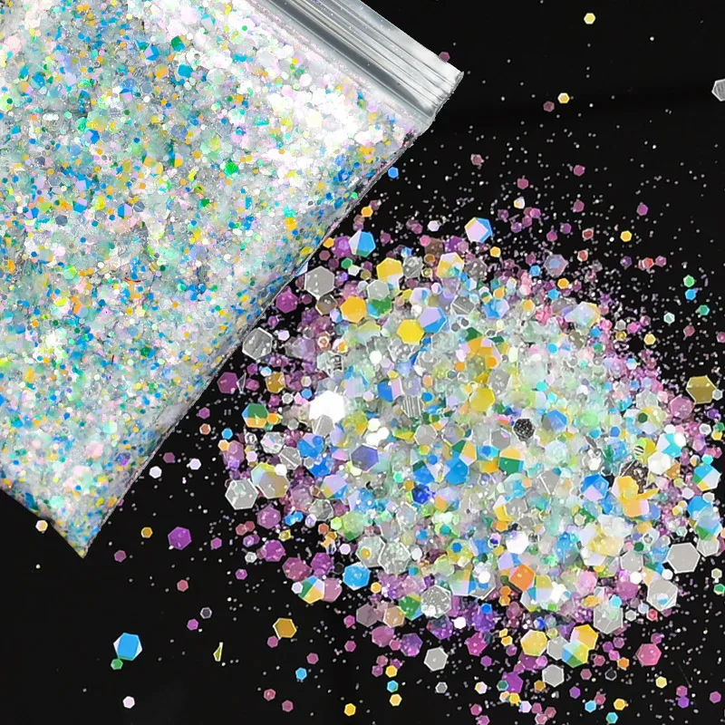 Holographic Chunky Glitter Total 60-140g Face Body Eye Nail Festival Chunky  Holographic Glitter 6/8/24 Jars Mix Loose Glitter M9 - AliExpress