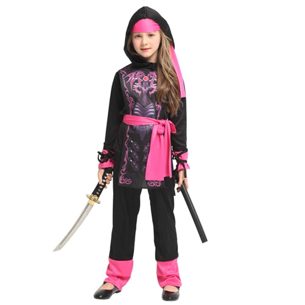 Костюм ниндзя; Косплей; ассасин; вечерние костюмы для девочек; disfraz de Ninja; для мальчиков и девочек; воин; стелс Пурим; детская одежда; Sete - Цвет: Pink Ninja