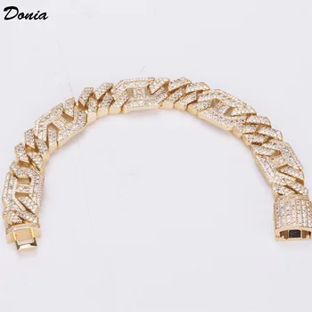 

Donia Jewelry Fashion New Hip Hop Micro Inlaid AAA Zircon Copper Cuban Bracelet Electroplated Men's Jewellery