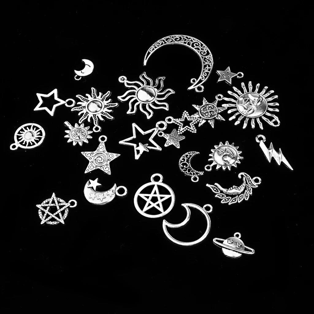 Pack of Moon Star Craft Supplies Collection Charms Pendant for Crafting, Jewelry Findings Making Accessories