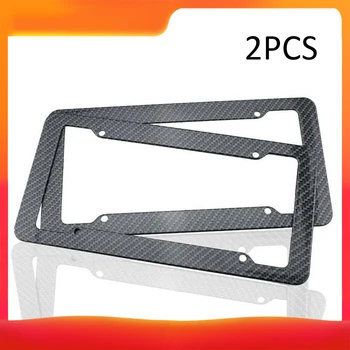 

Universal 2pcs License Plate Frame Carbon Fiber Plastic License Plate Frame Bracket Auto Replacement Part