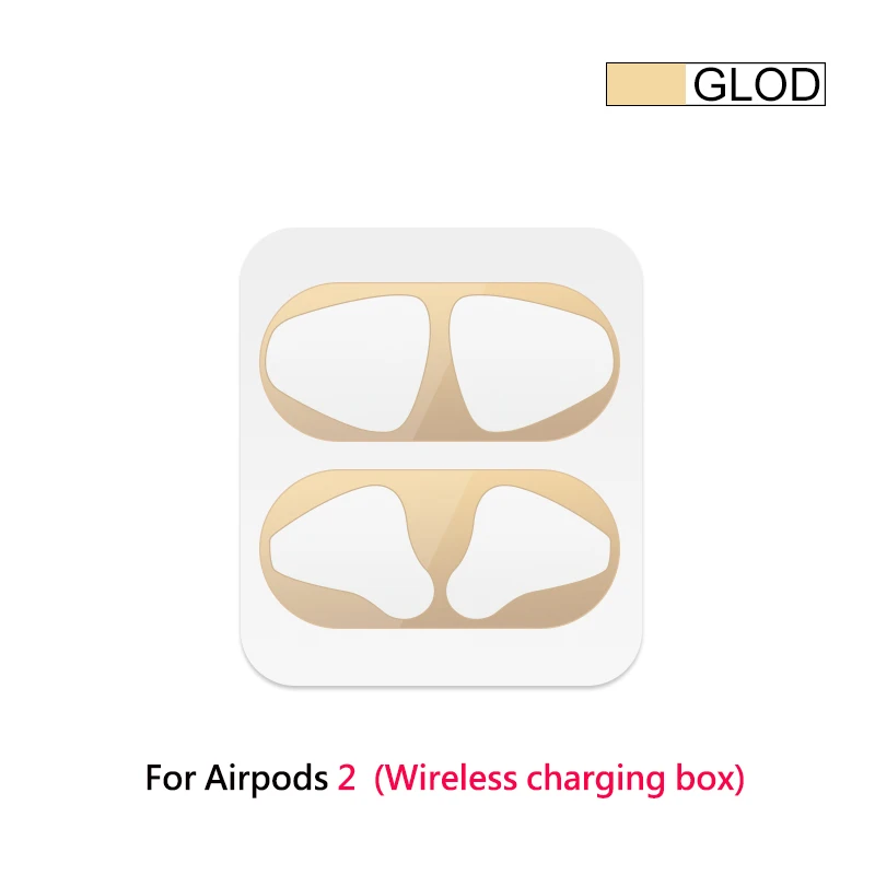 Защитный чехол Пылезащитная наклейка для Apple Airpods 2 1 пленка железная стружка ультра тонкая Кожа Защита от пыли для Airpod 2nd наушники - Цвет: Gold for Airpods 2