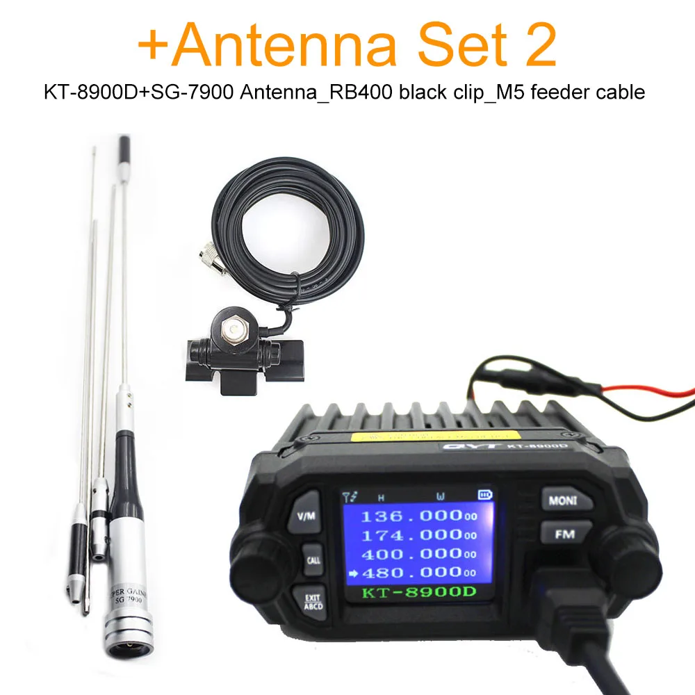 QYT KT-8900D VHF UHF мобильное Радио 2 способ радио Quad дисплей двухдиапазонный мини-автомобиль радио 25 Вт рация KT8900D - Цвет: KT-8900D Set-2