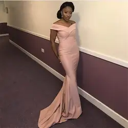 African Sexy Bridesmaid Dresses Mermaid Plus Size Off the Shoulder  Long Pink Maid Of Honor Wedding Guest Dress
