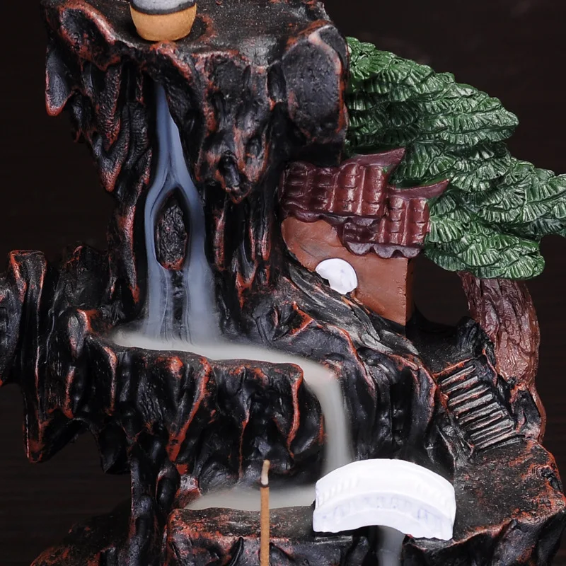 

Creative And Flowing Water Censer Vintage Reverse Flow Waterfall Streaming Smoke Sandalwood "Incense Burner Indoor High Gear Dec