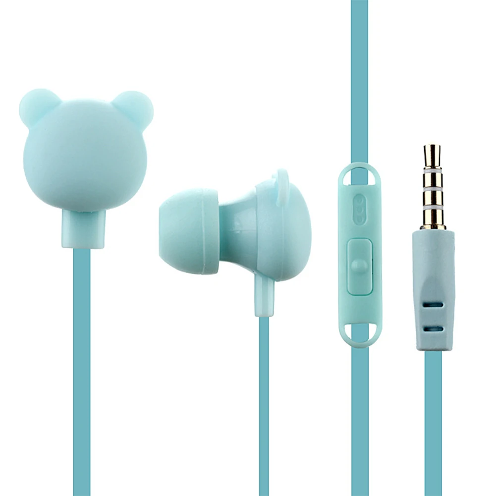 

Gift Music Listening Wired Headset Lightweight In Ear Audio Cartoon Portable Noise Reduction Bear Bright Colors With Microphone