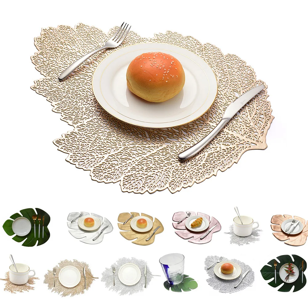 

Dinner Table Placemat Lotus Leaf Pattern Place Pads Kitchen Simulation Plant Coffee Mats Cup Plate Coasters Home Decorations