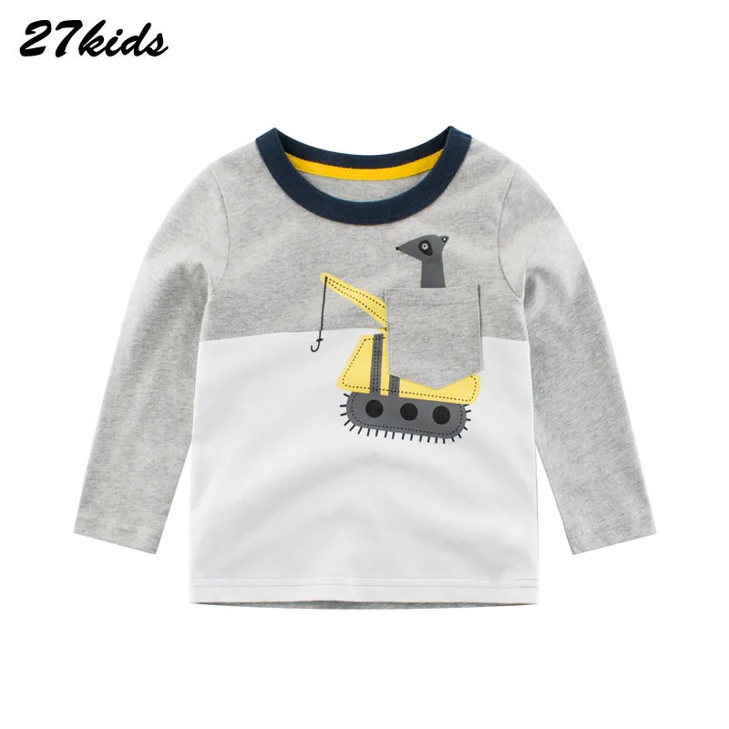 Футболка детская хлопковая с длинным рукавом и принтом машинки | Мать ребенок