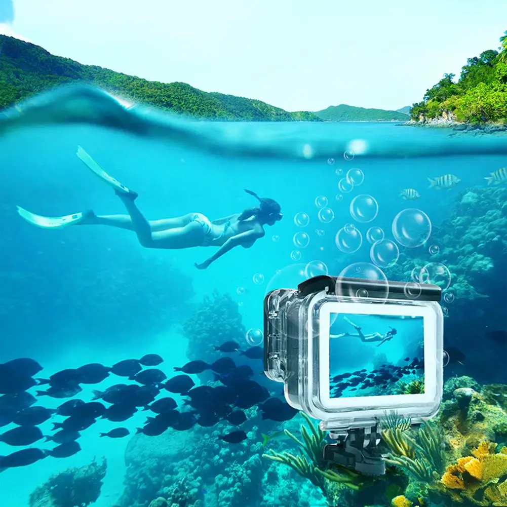 Водонепроницаемый защитный чехол для GoPro Hero 8, 7, 6, 5, фильтр из закаленного стекла для Go Pro Hero 8, черные аксессуары