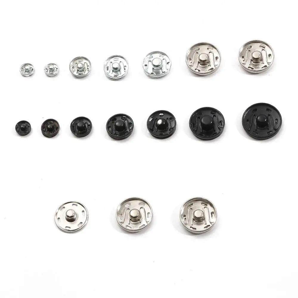 Black Silver Iron Metal Snap Fasteners Press Button Garment Sewing Accessories 8/10/12/14/16/18mm Invisible Stud Embedded Buckle 5