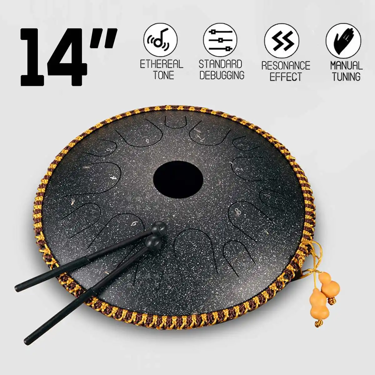 Модернизированный 14 дюймов Профессиональный 14 нот Handpan барабаны латунь Handrum+ сумка для переноски ручного барабана перкуссионные Музыкальные инструменты подарки